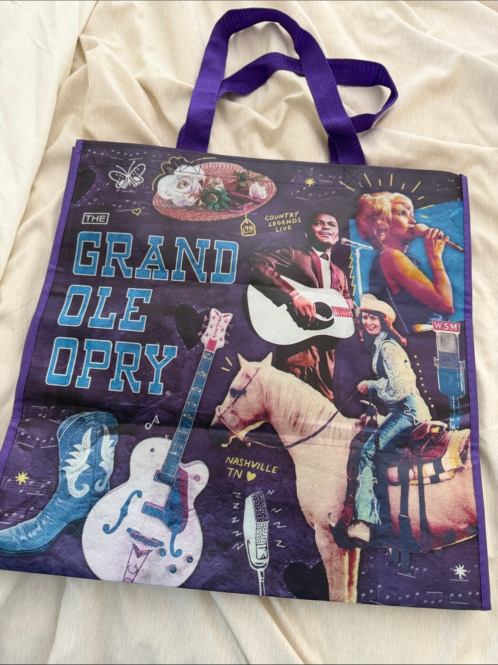 Opry 100 Years Purple Reusable Tote Bag - Picture 2 of 4